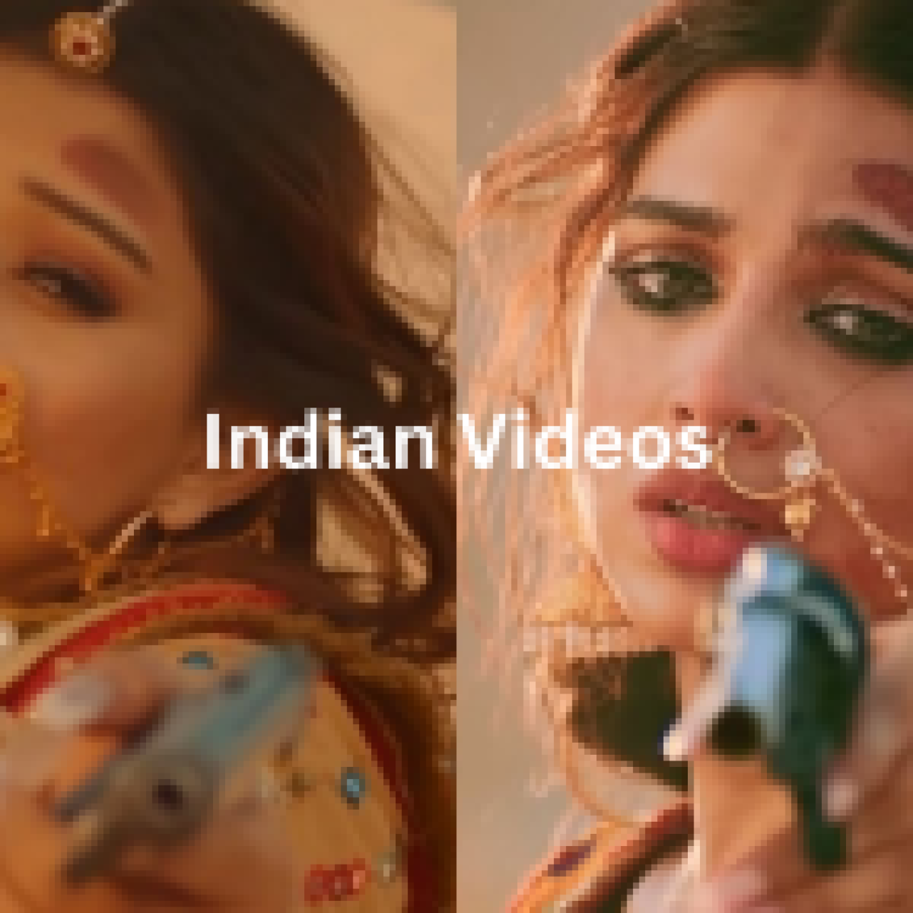 Two women dressed in traditional Indian attire, both wearing gold jewelry, including large nose rings, are depicted in dramatic scenes holding guns. Their expressions convey intensity and emotion.