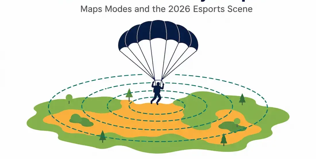 Pubg Mobile: A Battle Royale Spectacle 1 Illustration Of A Parachute Descending Toward An Island With A Shrinking Safe Zone Boundary, Representing Pubg Mobile Battle Royale Gameplay