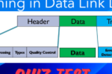 quiz on framing in the data link layer, showcasing various frame types and synchronisation techniques.