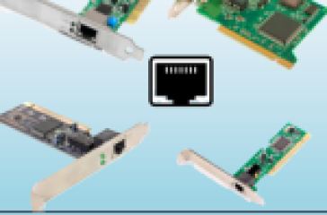image for a quiz test on Network Interface Cards (NICs) by NetworkUstad. The image shows five different NIC cards arranged around an Ethernet port icon in the center, with a gradient background from light blue to white. The top left corner has the text 'QUIZ TEST' in red, and the bottom part of the image has the text 'NIC Card' in bold letters.