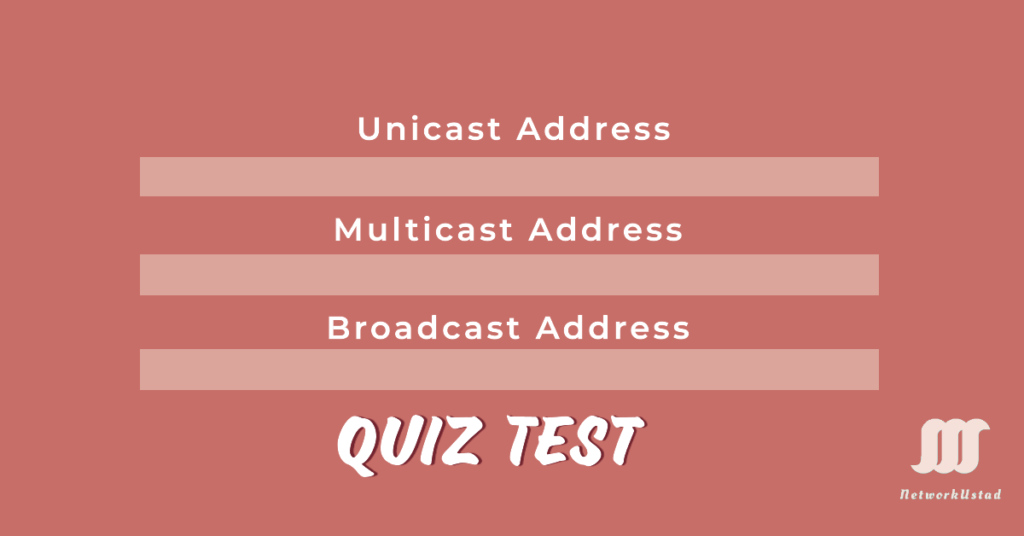 Quiz Test For Unicast, Multicast, and Broadcast Address Quiz Test For Unicast, Multicast, and Broadcast Address