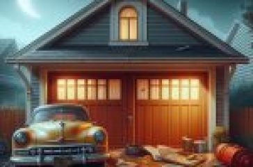 A homeowner inspecting a garage door that won't open, highlighting potential problems and solutions."