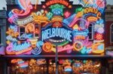 A glowing custom neon sign displaying vibrant, creative typography with a modern design, symbolizing Melbourne's innovative approach to artistic signage.