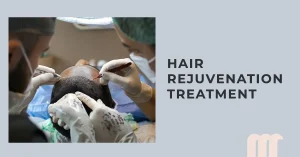 A professional performing a hair rejuvenation treatment on a client in a clinic.