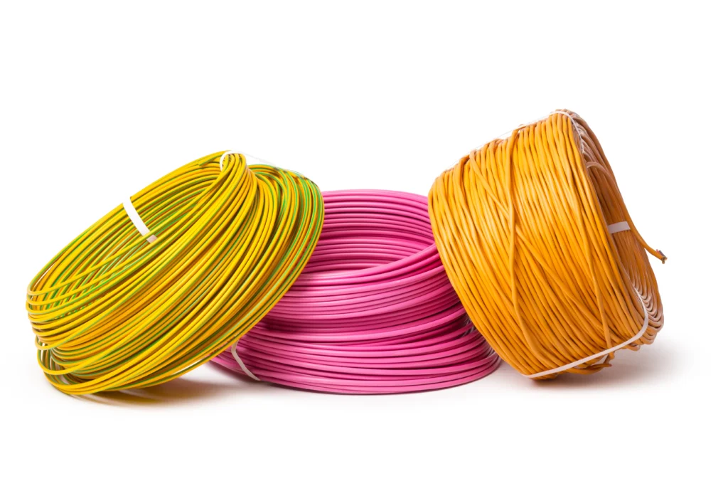 Physical Media: Close-up of an unshielded twisted pair (UTP) cable with exposed copper wires.