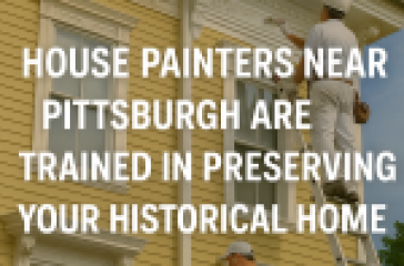 Professional house painters restoring and preserving a historic home near Pittsburgh