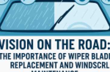 Illustration showing a car with clear windscreen and new wiper blades, emphasizing road visibility, windscreen maintenance, and ADAS calibration.