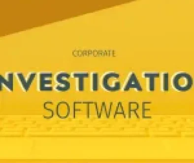 Corporate investigation software interface on a yellow keyboard with NetworkUstad logo and icons.