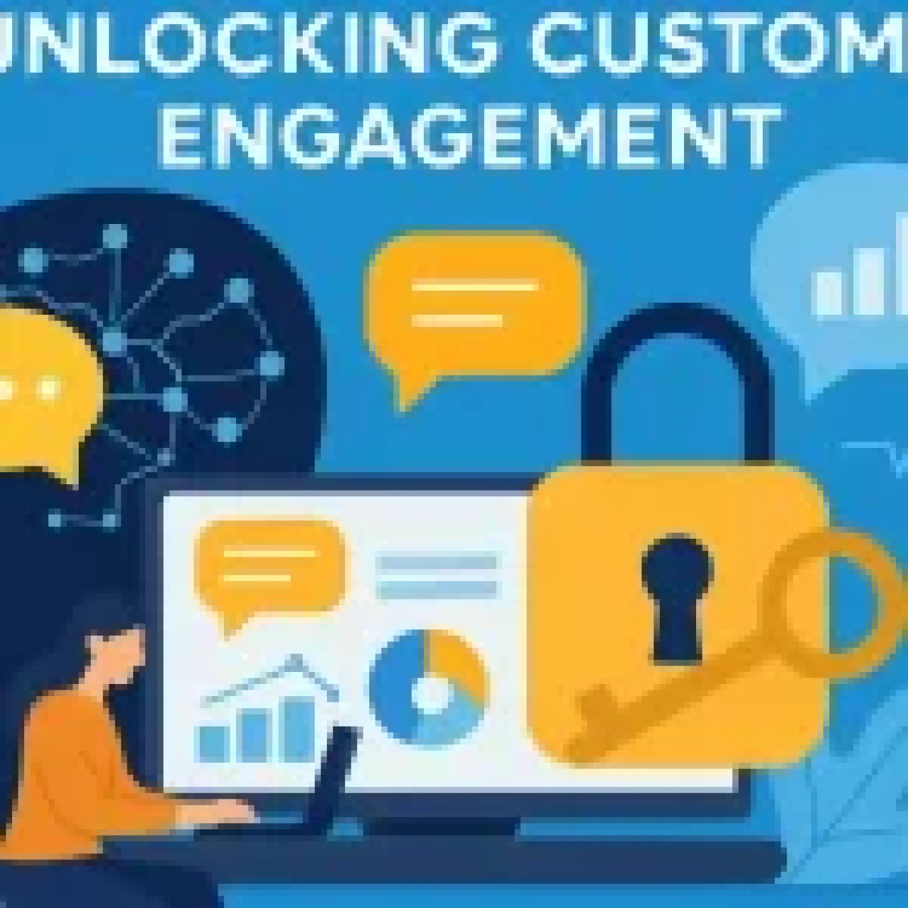 AI visual analyzing customer interactions via charts and speech bubbles with business growth icons