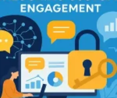 AI visual analyzing customer interactions via charts and speech bubbles with business growth icons