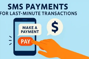 A smartphone displaying a payment link via SMS, representing the speed and ease of mobile transactions