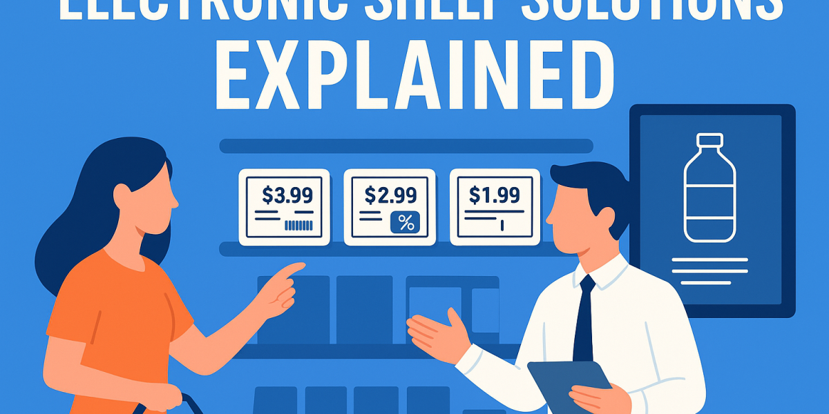 Electronic Shelf Solutions infographic explaining digital pricing, ESL benefits, sustainability, and real-time retail updates.