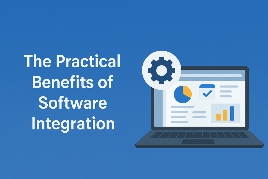 The Practical Benefits of Software Integration – Business Dashboard Illustration