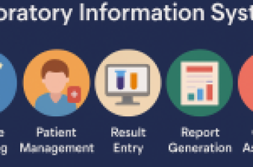 Illustration showing how pathology labs use Laboratory Information Systems (LIS) to manage samples, data, and workflows efficiently.