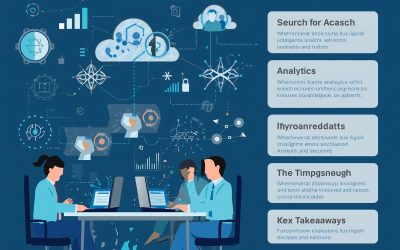 Flat-design infographic illustrating Skywork Knowledge Management with AI, analytics, cloud data, and collaboration icons.