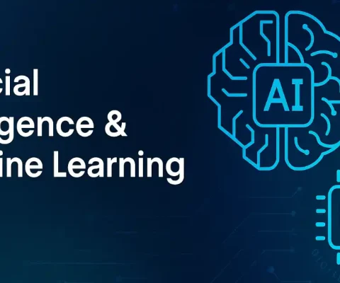 Illustration Of A Brain With Ai And Ml Icons On A Digital Background, Symbolizing Artificial Intelligence And Machine Learning.