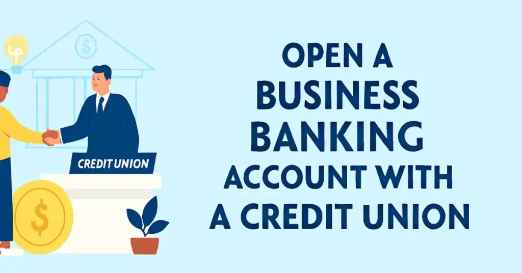 Business owner shaking hands with credit union banker over counter with dollar coin and plant symbolizing growth