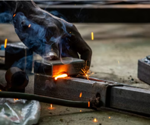 Worker Performing Precision Investment Casting Process Pouring Molten Metal Into Ceramic Mold With Sparks Flying In Industrial Foundry