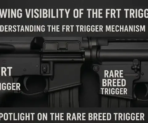 Close-Up View Of A Rare Breed Frt-15 Forced Reset Trigger Installed In An Ar-15 Rifle, Highlighting The Innovative Rapid Reset Mechanism For Enhanced Semi-Automatic Performance.