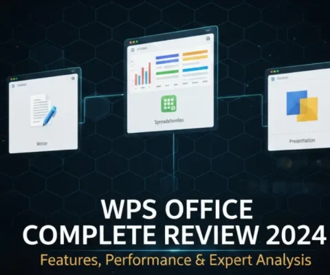 A Modern, Dark-Themed Feature Image Showing Wps Office Software Icons For Writer, Spreadsheets, And Presentation On A Sleek Tech Background, Representing A 2025 Software Review.