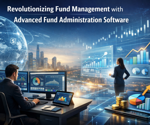 Advanced Fund Administration Software Dashboard Visualizing Automated Fund Management, Financial Analytics, And Real-Time Investment Performance. Fund Administration Software