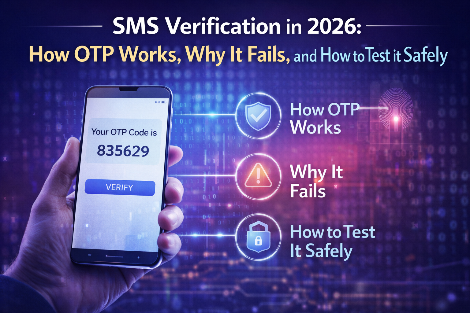 SMS verification in 2026 showing OTP process, common failures, and secure testing methods on a mobile device