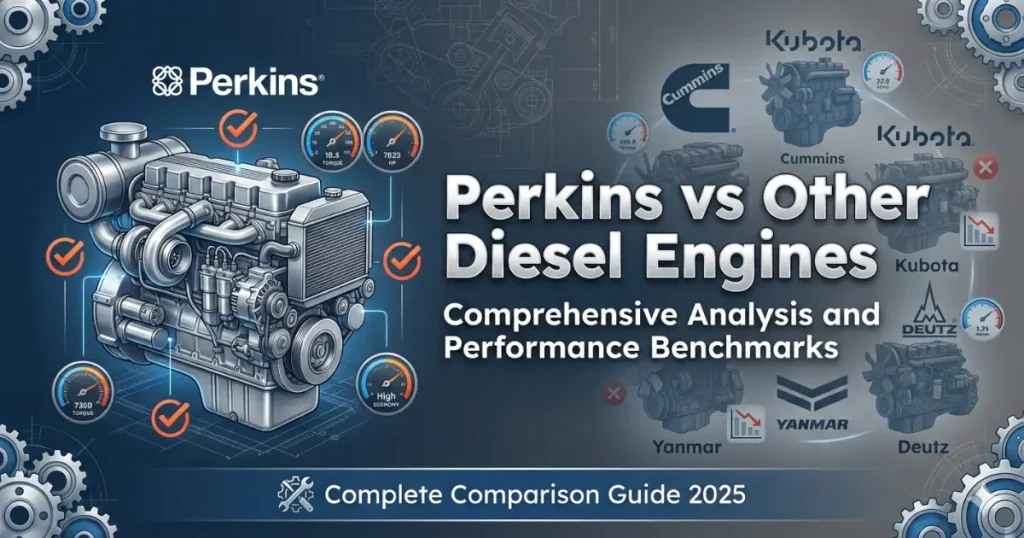 Perkins diesel engines comparison with Cummins, Kubota, Yanmar and Deutz engines showing performance and reliability analysis