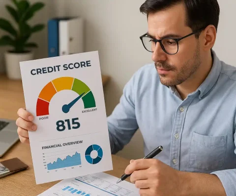 Financially Ready Individual Reviewing Credit Score Tracker And Financial Indicators Before Applying For Loans Or Services