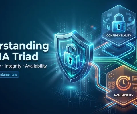 Cia Triad Cybersecurity Framework Showing The Three Pillars Of Information Security: Confidentiality, Integrity, And Availability