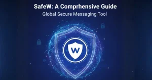 SafeW: A Comprehensive Guide to the Global Secure Messaging Tool and safew Download Guide 2 A digital graphic titled "SafeW: A Comprehensive Guide" featuring a glowing blue shield with a "W" logo in the center, set against a background of interconnected network lines and padlock icons.