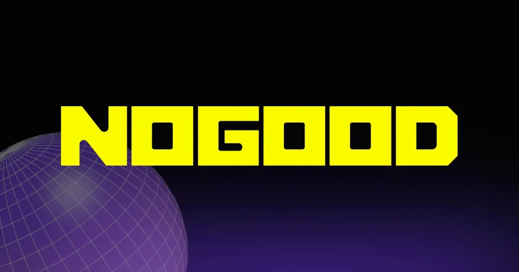 Top Saas Seo Agencies In New York 2 Top Saas Seo Agencies: Logo Of A Saas Seo Agency. Bright Yellow 3D Block Text “Nogood” In Bold, Condensed Sans-Serif Font Floating Above A Dark Purple-To-Black Gradient Background. A Glowing Wireframe Purple Sphere Grid Sits Partially Visible In The Lower Left, Creating A Futuristic Cyberpunk / Digital Void Atmosphere.