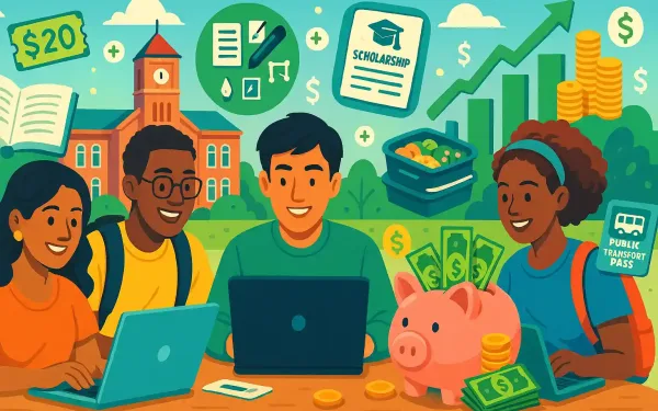 Diverse Students Applying Campus Hacks To Increase Savings And Grow Bank Accounts On University Grounds.
