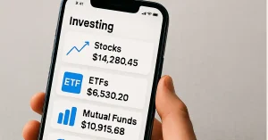 How Investing Apps Are Simplifying Stock, ETF, and Mutual Fund Investing 2 Smartphone showing investing app for stock ETF and mutual fund simplification