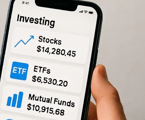 Smartphone Showing Investing App For Stock Etf And Mutual Fund Simplification