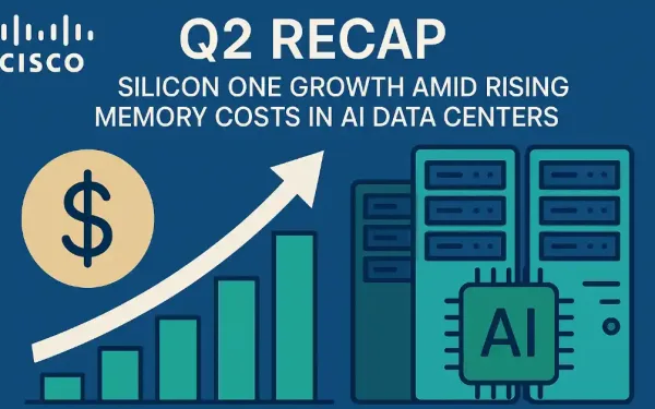 Cisco Q2 Recap Illustration Showing Silicon One Growth Amid Rising Memory Costs In Ai Data Centers