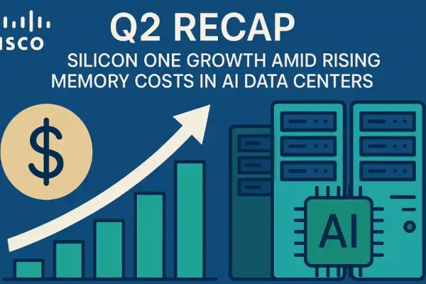 Cisco Q2 Recap Illustration Showing Silicon One Growth Amid Rising Memory Costs In Ai Data Centers