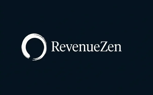 Elegant Navy-Blue Revenuezen Logo On White Background Featuring A Minimalist Interlocking Circular Icon Symbolizing Balanced Revenue Flow And Zen-Like Strategic Mastery, Paired With Refined Serif “Revenuezen” Typography — Representing The Revenue-Driven B2B Seo Agency Featured In The “Top Saas Seo Agencies In New York” Guide.