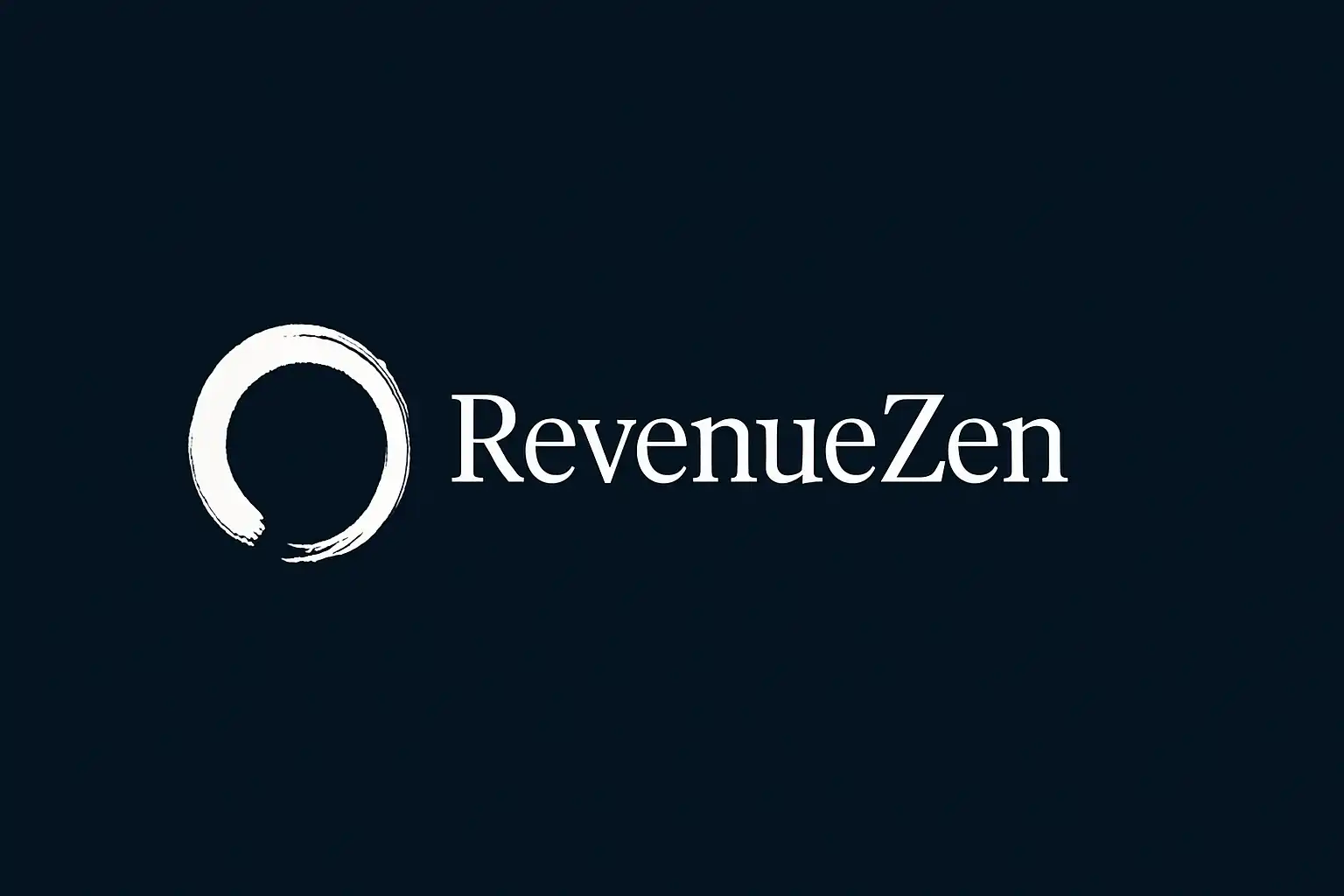 Elegant navy-blue RevenueZen logo on white background featuring a minimalist interlocking circular icon symbolizing balanced revenue flow and zen-like strategic mastery, paired with refined serif “REVENUEZEN” typography — representing the revenue-driven B2B SEO agency featured in the “Top SaaS SEO Agencies in New York” guide.