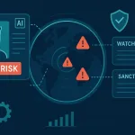 Digital Dashboard Showing Screening Software Identifying High-Risk Customers With Ai Alerts And Data Scans.