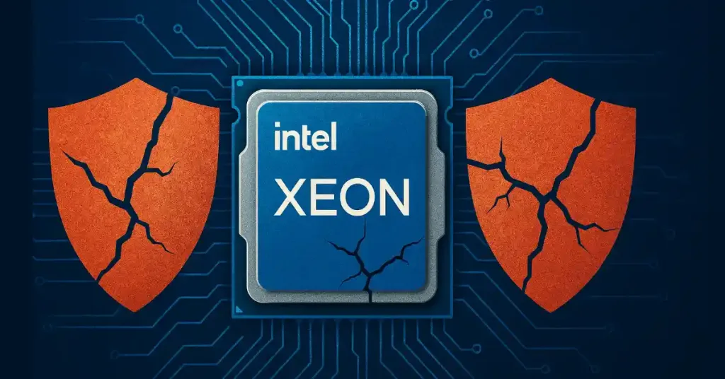 Intel Xeon Processor With Cracked Security Shields Highlighting Tdx Vulnerabilities Discovered By Google And Intel