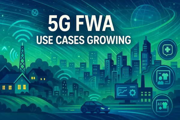 Illustration Of Expanding 5G Fixed Wireless Access Use Cases In Rural, Urban, And Industrial Settings.