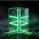 Glowing Green 3D Cube Structure On Circuit Board Illustrating Secure Pentesting Risk Assessment And Cybersecurity Protection