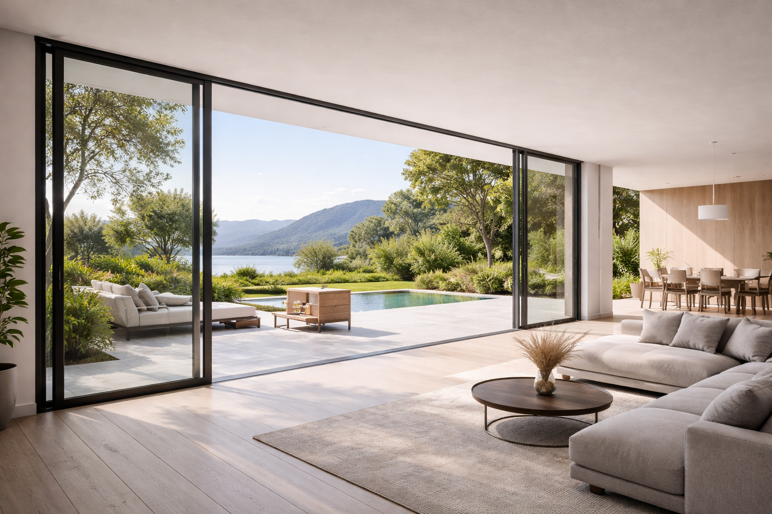 Terrace Doors in Modern Homes with Floor-to-Ceiling Glass Design