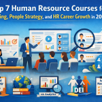 Illustration Showing Top Human Resource Courses For 2026 With Hr Analytics, Talent Strategy, Hiring, And People Management Concepts.