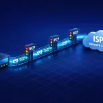 Isometric Network Diagram Showing A Glowing Ppp Data Pipeline Connecting A Router To An Isp Cloud, With Labeled Ncp And Ipcp Gateways And Flowing Ipv4/Ipv6 Packets On A Dark Blue Grid Background.