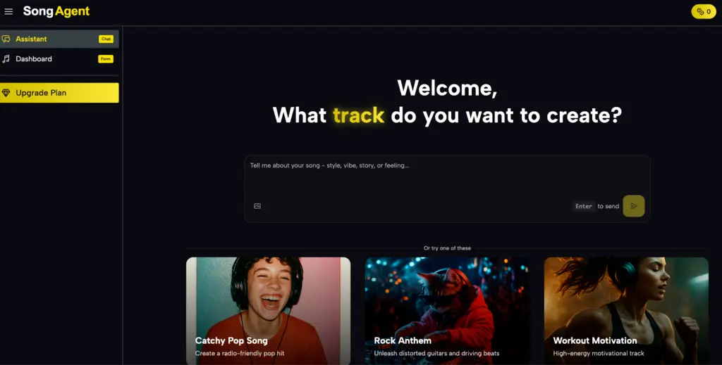 Ai Song Agent: A Smarter Way To Turn Ideas Into Finished Music 2 Ai Song Agent Platform Dashboard