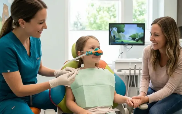 Happy Child Receiving Nitrous Oxide Sedation During A Calm Dental Visit In Kelowna Clinic