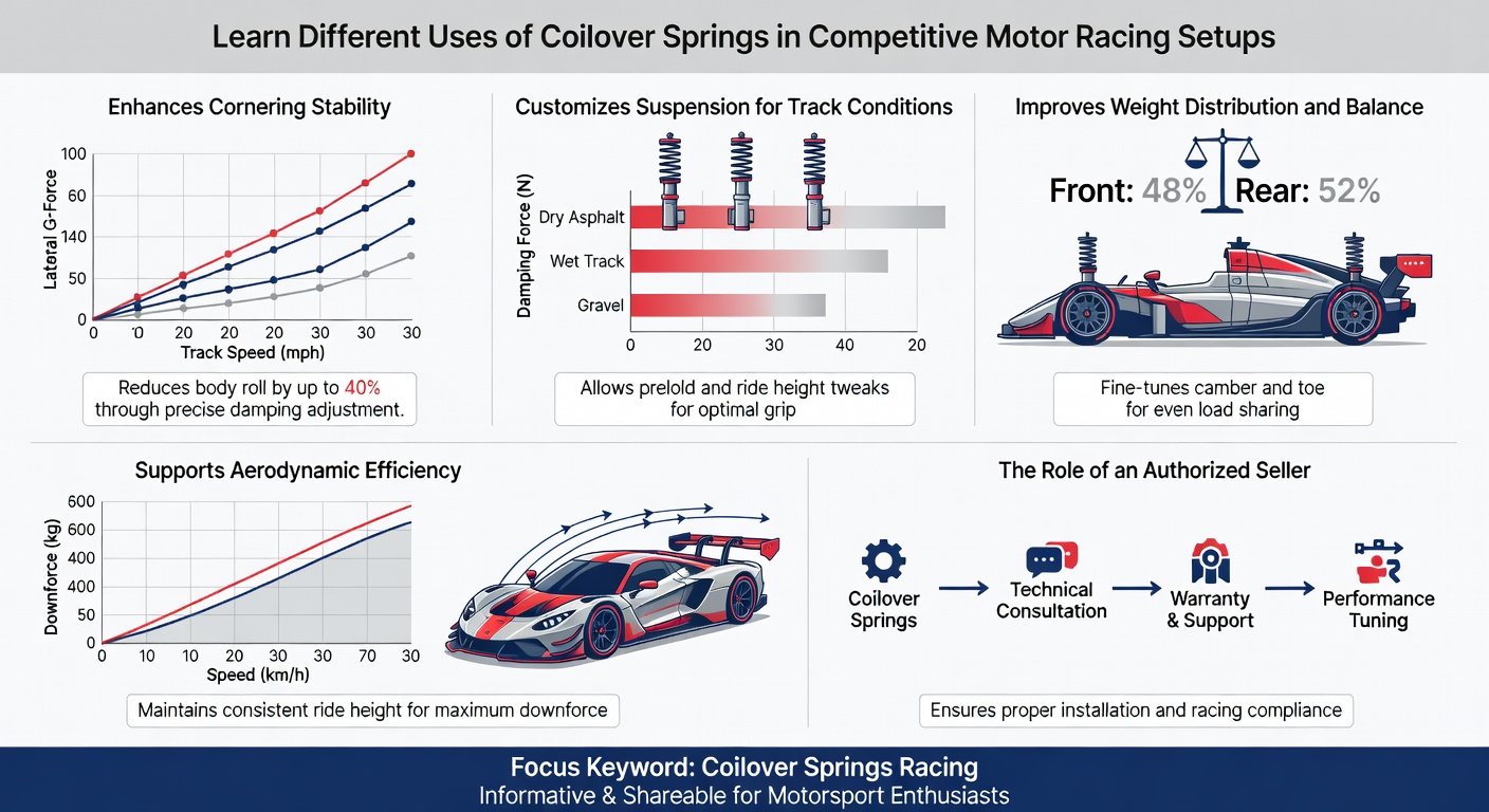 Learn Different Uses Of Coilover Springs In Competitive Motor Racing Setups 2 Coilover Springs Racing Infographic
