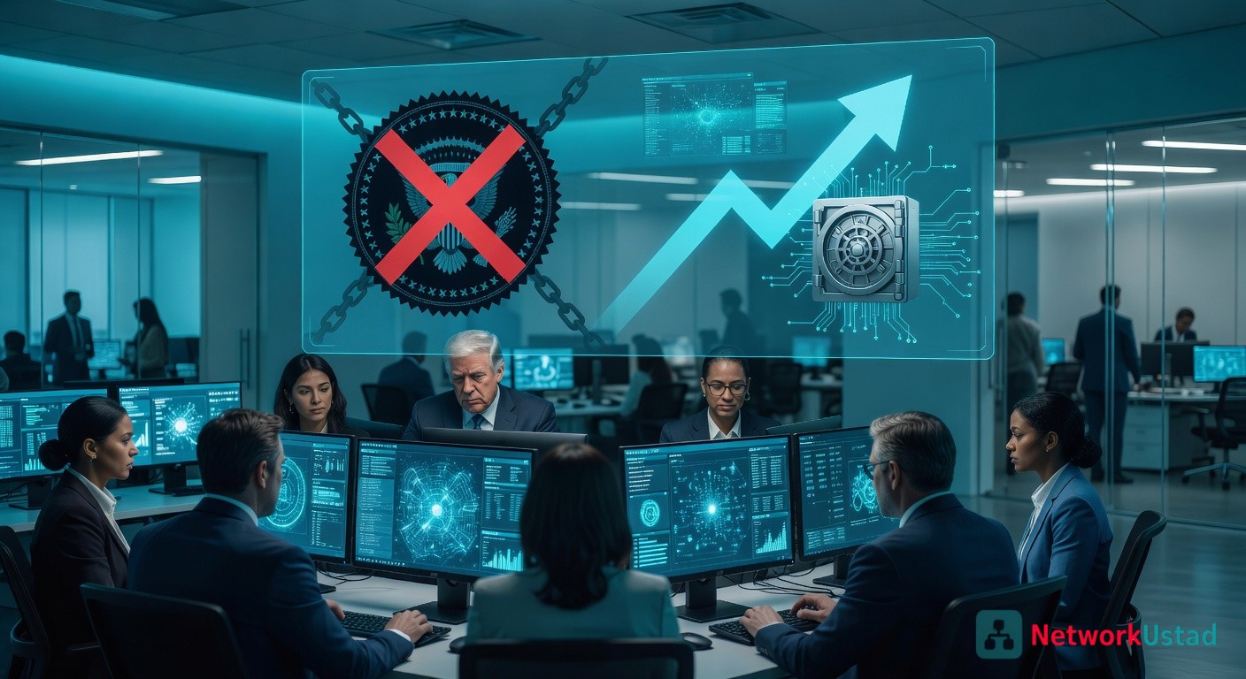 Illustration Of Trump Administration Policy On Anthropic Ai Blacklist And Bank Adoption