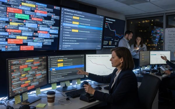 Digital Alert Overload Dashboard Showing Data Streams Being Managed By Alert Stream Controller